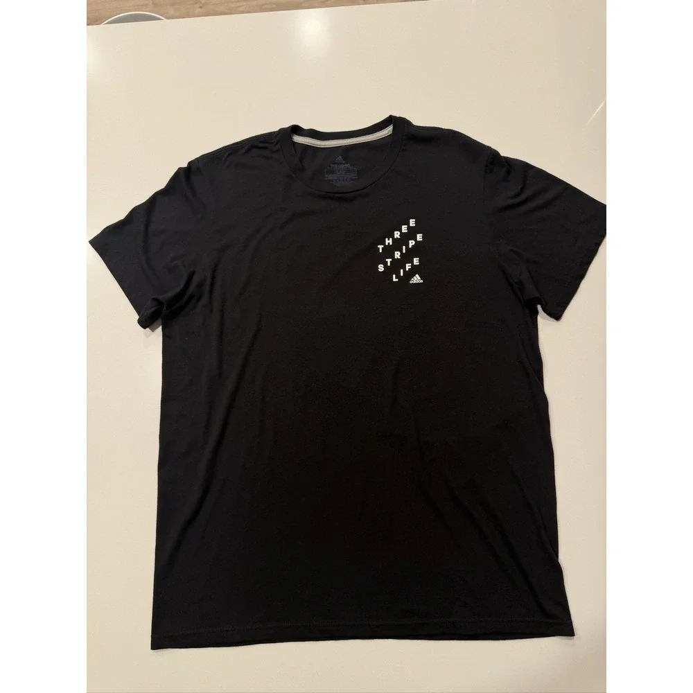 adidas The Go-To Performance Tee Mens L Black Climalite Graphic Shirt ATACAGL